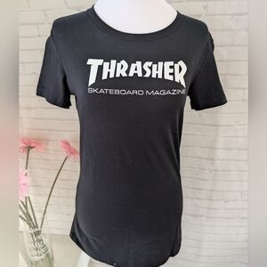 NWT Thrasher Black Tee with White Logo